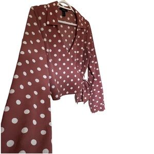 Forever 21 Nude Pink Polka Dot Blouse Top